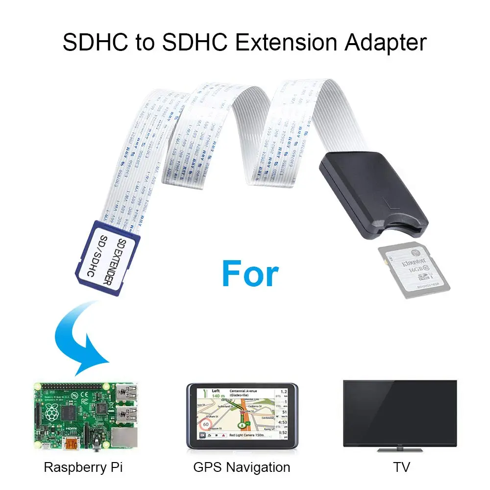 ELECTOP SD to SD Card Extension Cable 17.3 inches | Durable Plastic, White - view 4
