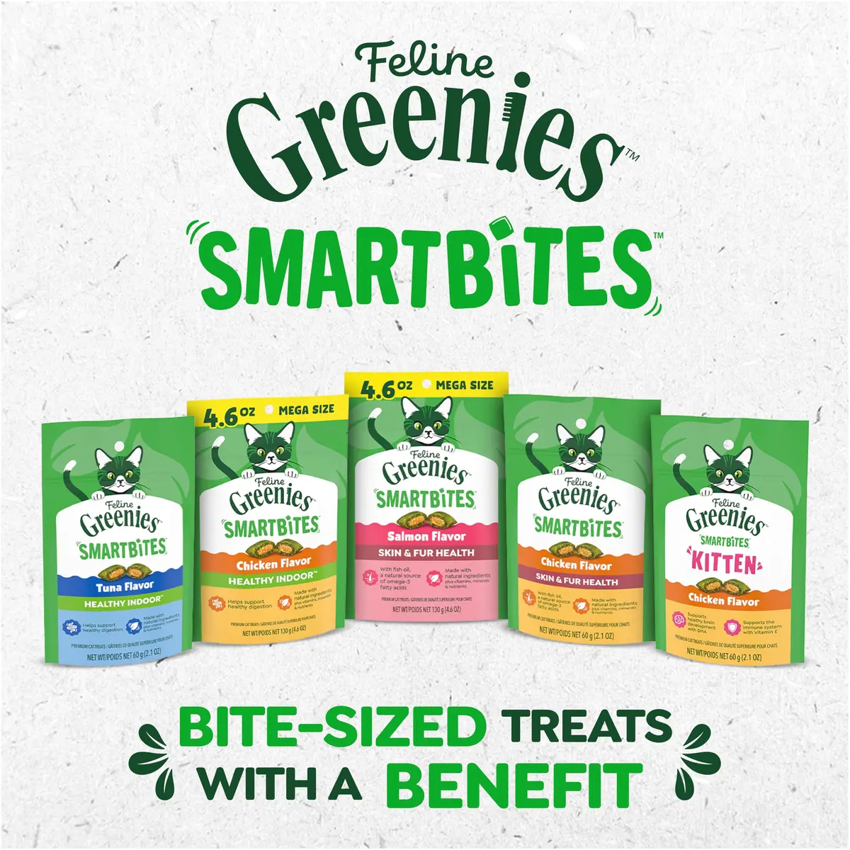 Greenies Feline Smartbites Skin & Fur Treats Salmon 4.6 oz | Omega-3 Support for Healthy Skin & Fur - view 8