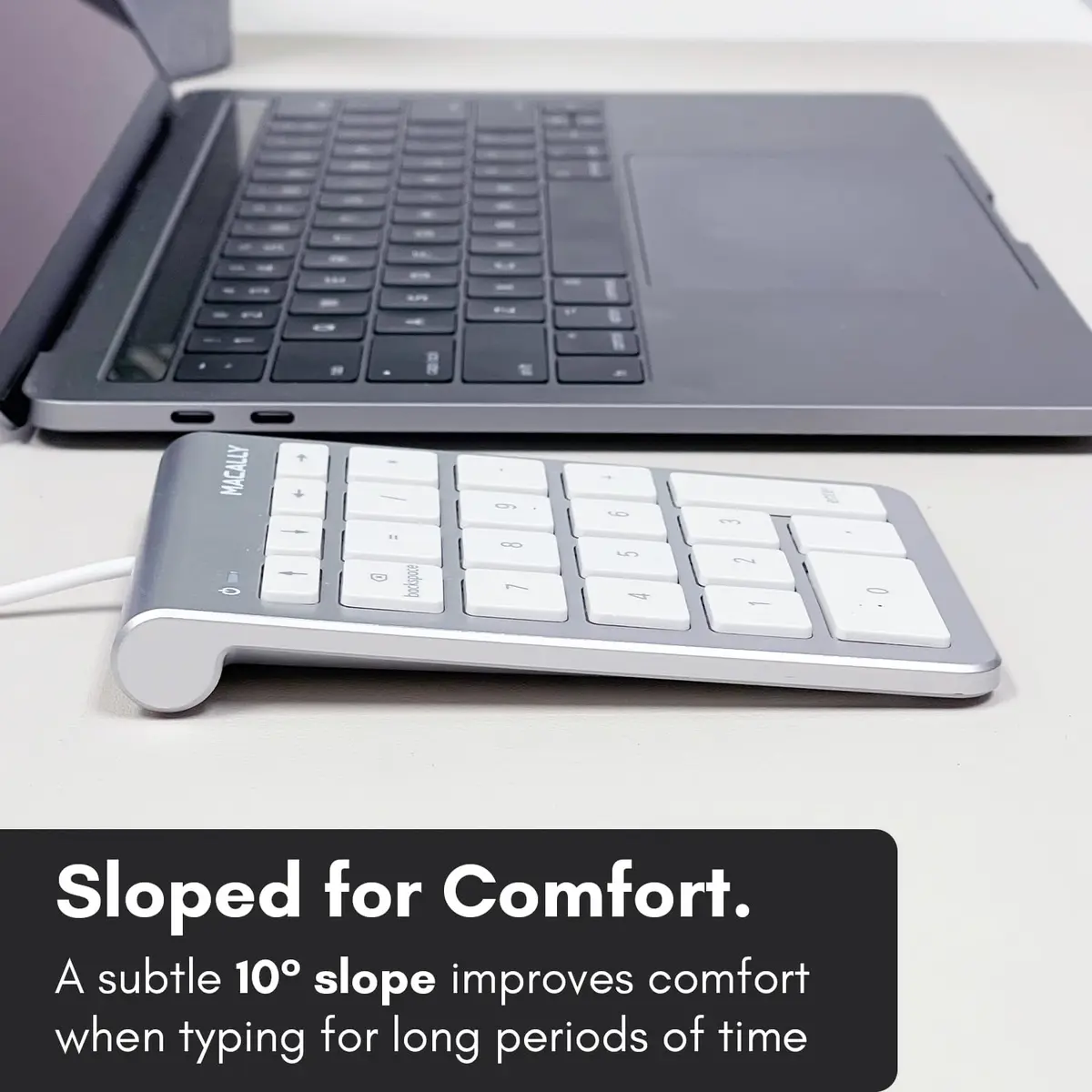 Macally USB C Wired Number Pad for Mac - 22 Keys, Type C Numeric Keypad, 18.3 cm (7.2 in) Length | Plug & Play for Laptop, MacBook Pro/Air, iMac, PC - Silver - view 5