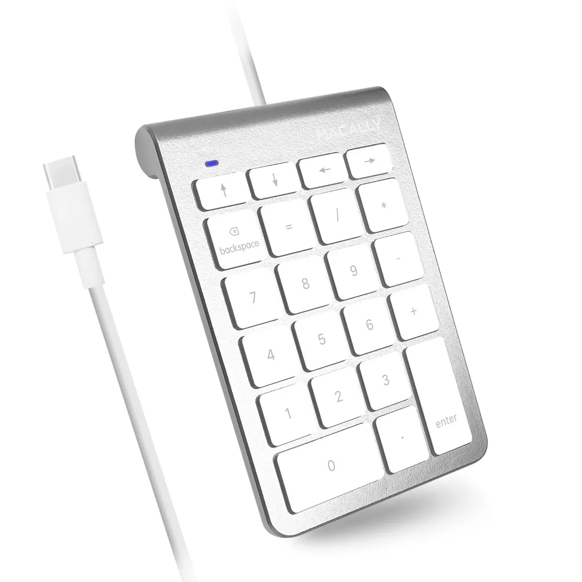 Macally USB C Wired Number Pad for Mac - 22 Keys, Type C Numeric Keypad, 18.3 cm (7.2 in) Length | Plug & Play for Laptop, MacBook Pro/Air, iMac, PC - Silver - view 8