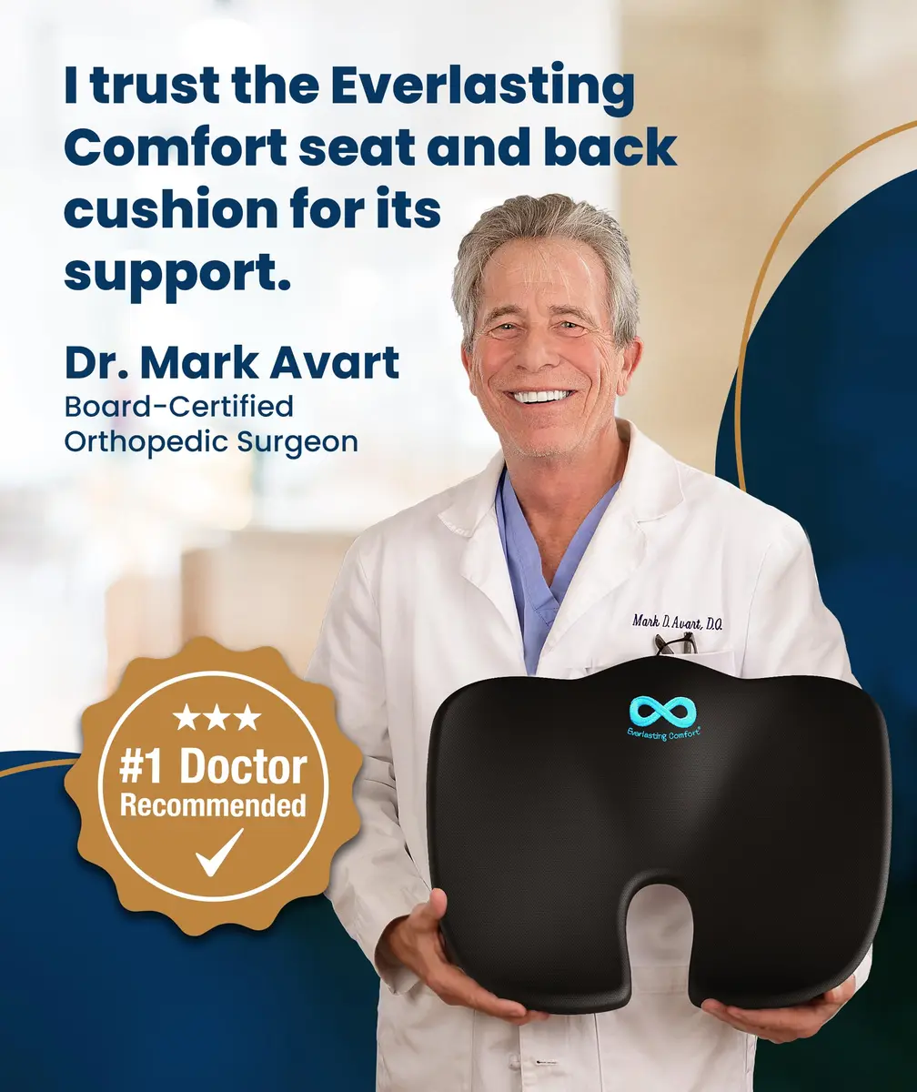 Everlasting Comfort Doctor Recommended Memory Foam Seat Cushion with Lumbar Support, Large Black Airflow | 43.2cm (17in) x 33.5cm (13.2in) - view 7