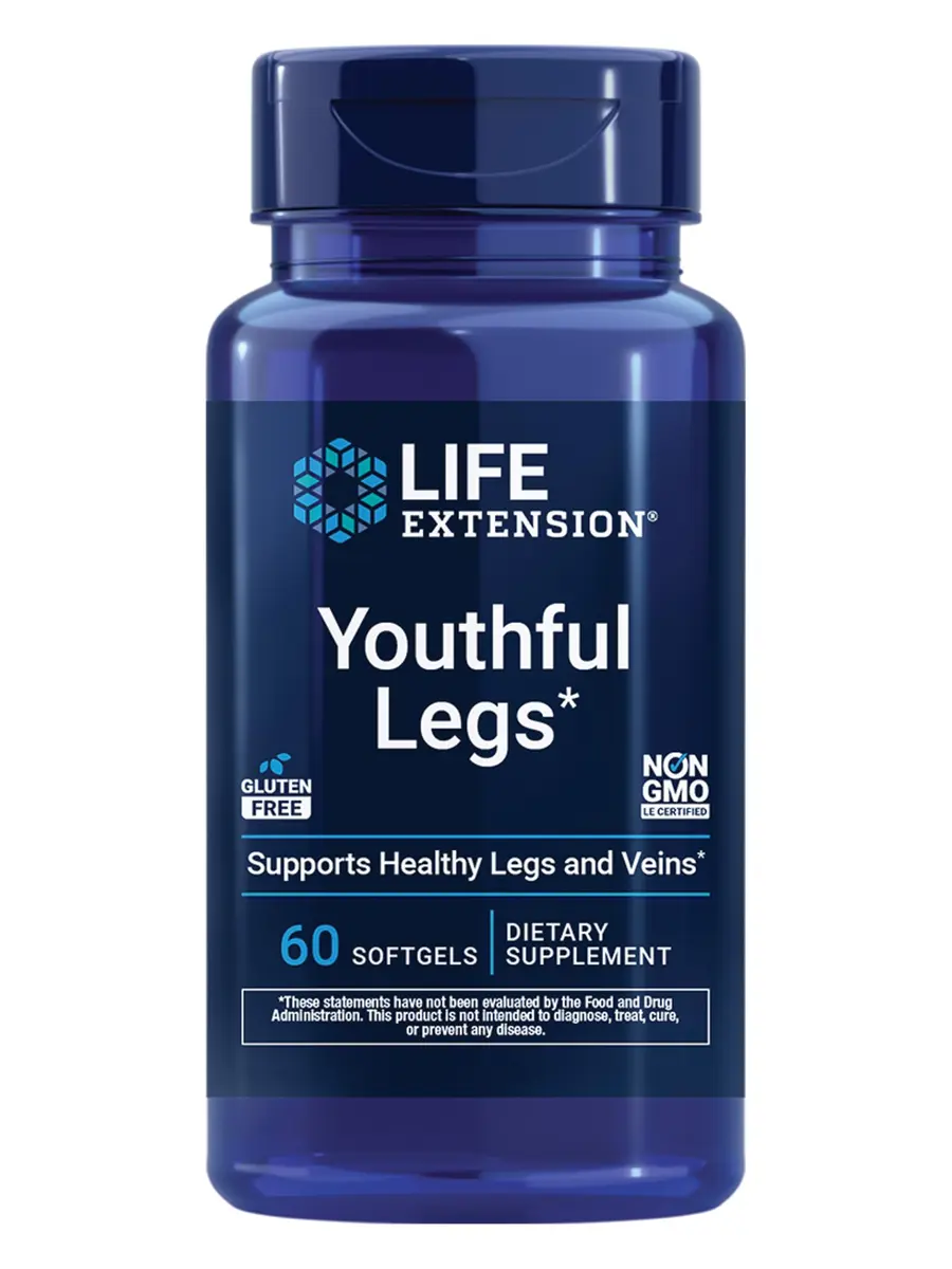 Life Extension Youthful Legs Circulation Supplement 60 Softgels | Supports Leg Vascular Health & Comfort - main product image