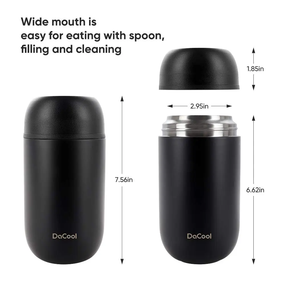 DaCool 24 oz Insulated Food Jar for Hot & Cold Food | Leakproof Stainless Steel Lunch Container - view 5