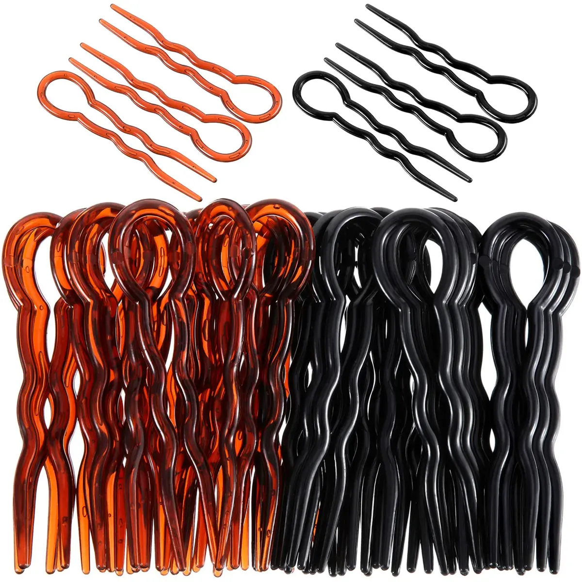 WILLBOND 48 Pieces Plastic U Shaped Hair Pins, Spiral Grip for Women | Durable, Lightweight Hair Styling Tools - main product image