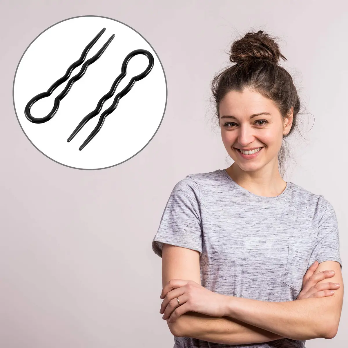 WILLBOND 48 Pieces Plastic U Shaped Hair Pins, Spiral Grip for Women | Durable, Lightweight Hair Styling Tools - view 5