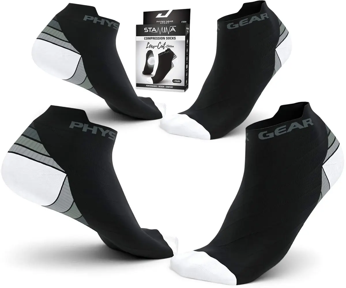 Physix Gear Short Compression Socks for Men & Women - Low Support Ankle Socks, Breathable, Seamless, Ideal for Running & Swelling, L/XL - view 2