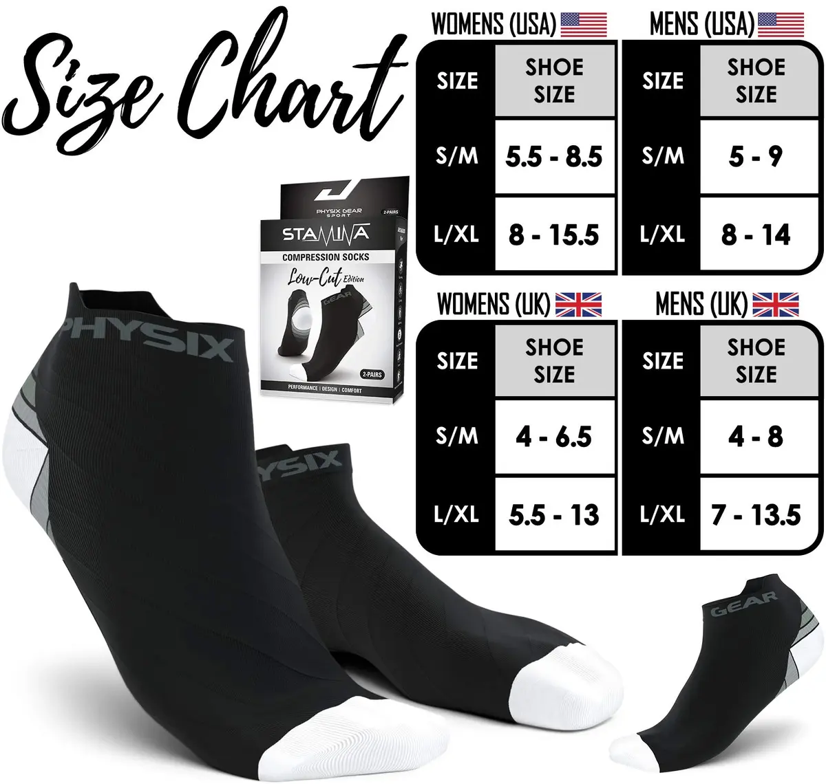 Physix Gear Short Compression Socks for Men & Women - Low Support Ankle Socks, Breathable, Seamless, Ideal for Running & Swelling, L/XL - view 4