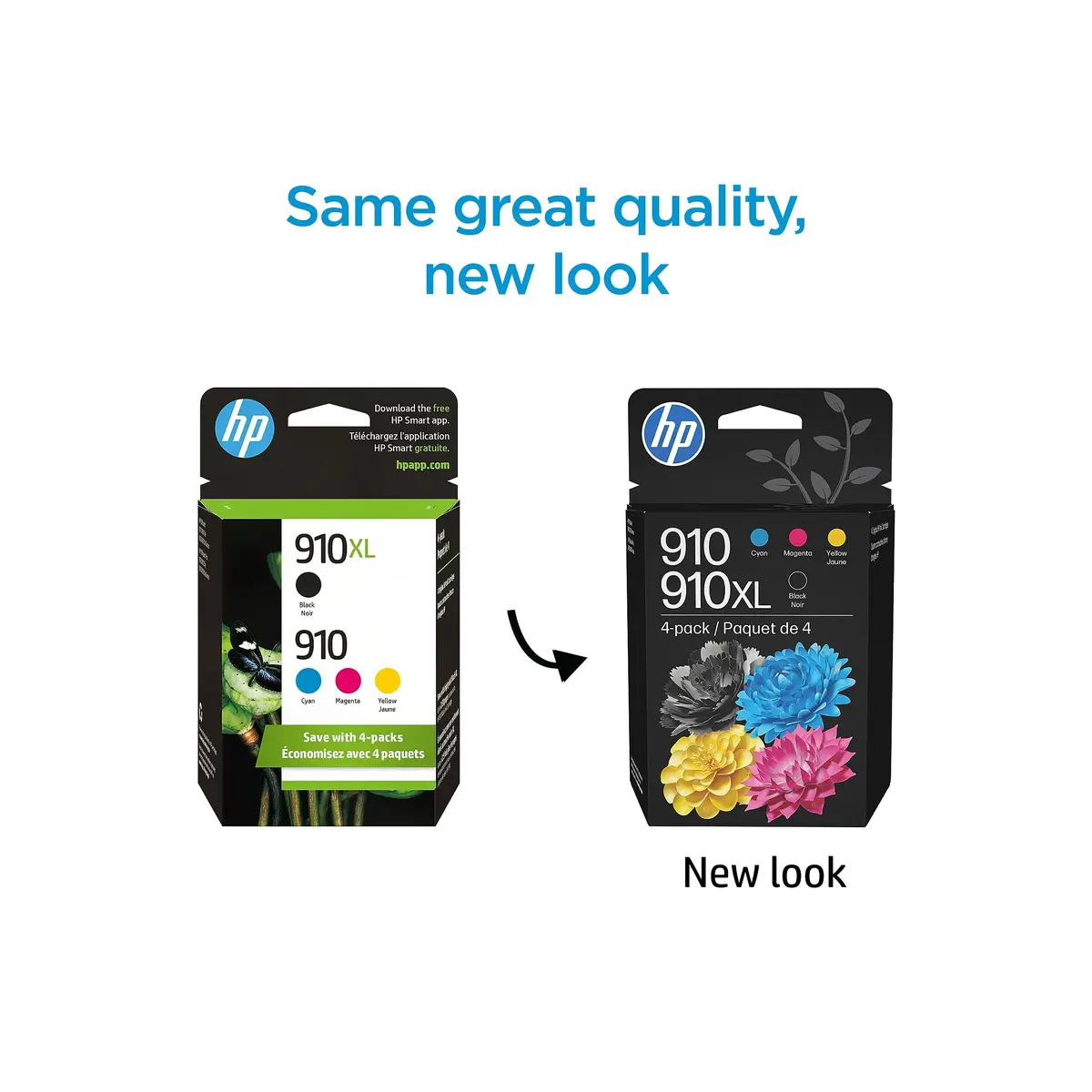 HP Original 910 Cyan, Magenta, Yellow / 910XL Black Ink Cartridges (4-Pack) | Fade-Resistant Documents & Brilliant Images - view 3