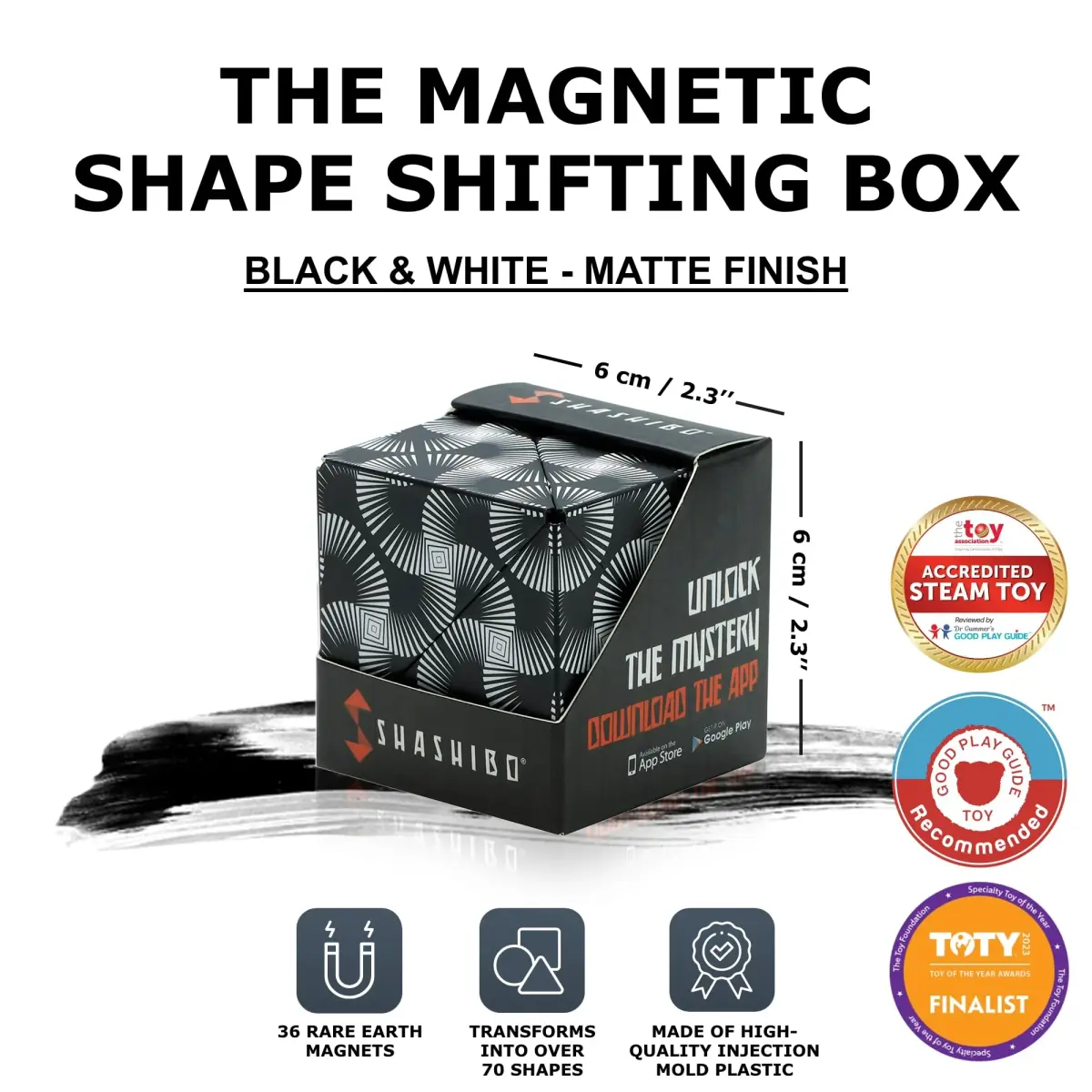 Shashibo Shape Shifting Cube Dodeca White & Black | Educational Puzzle Toy for Kids & Adults - view 2