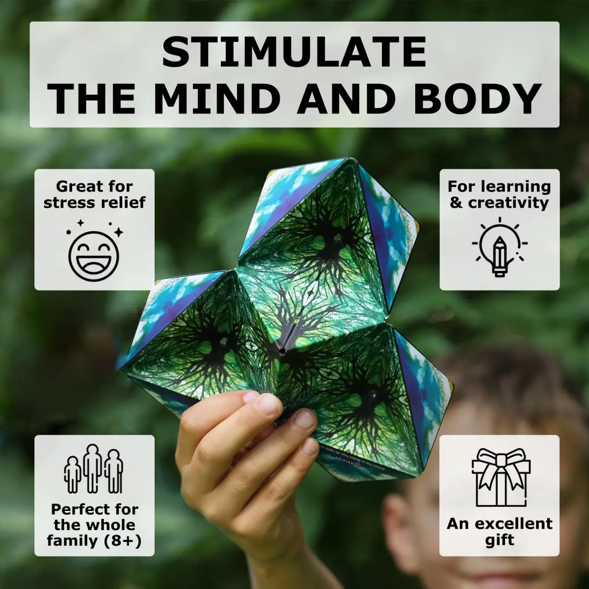 Shashibo Shape Shifting Cube Dodeca White & Black | Educational Puzzle Toy for Kids & Adults - view 3