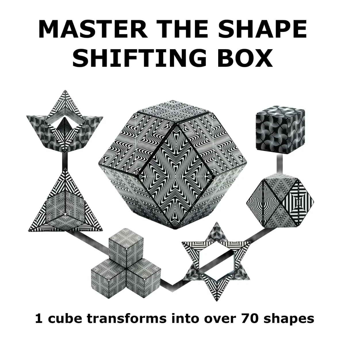 Shashibo Shape Shifting Cube Dodeca White & Black | Educational Puzzle Toy for Kids & Adults - view 4