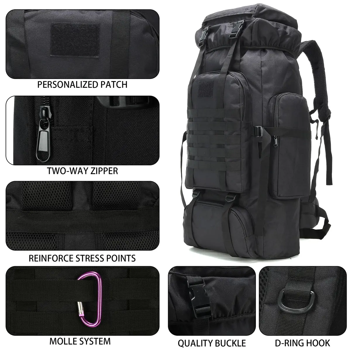 W WINTMING 70L Hiking Backpack for Men | Water-Resistant 900D Oxford, MOLLE System, Breathable Comfort - view 6