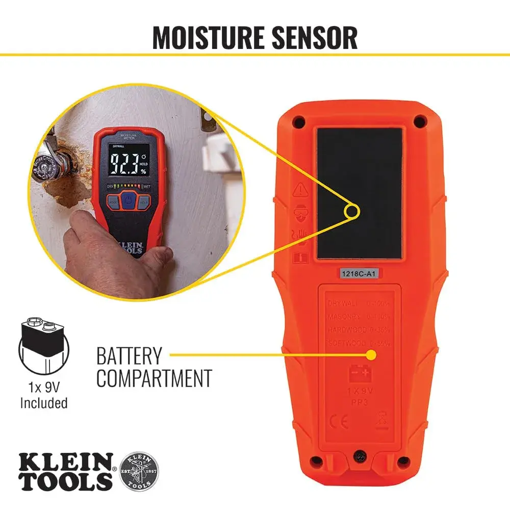 Klein Tools ET140 Pinless Moisture Meter | 19 mm (3/4-Inch) Depth Detection - view 5