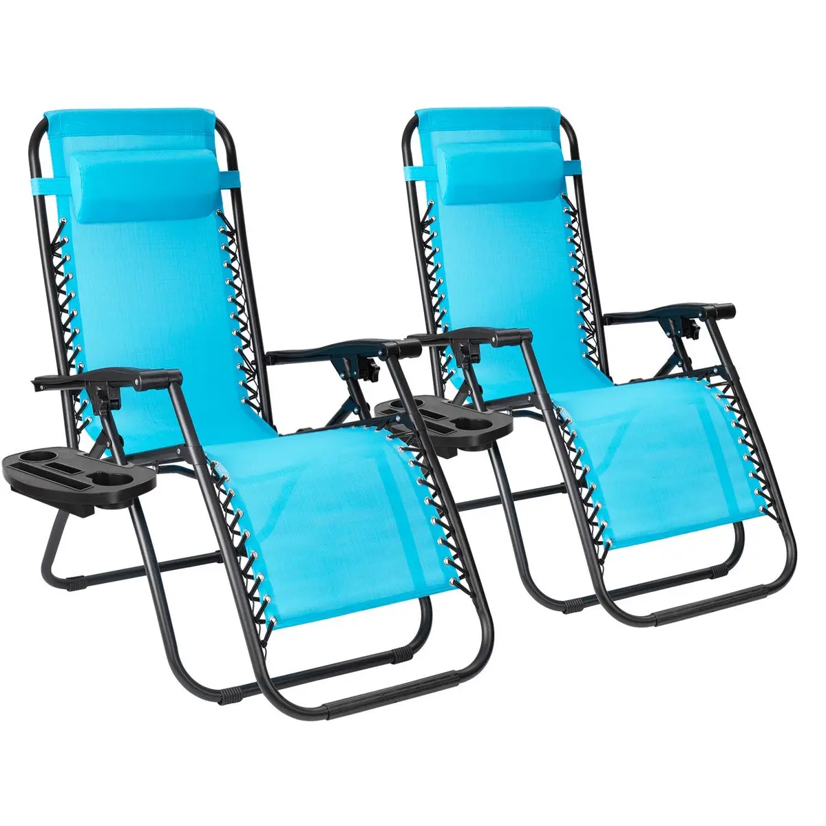 Flamaker Blue Zero Gravity Lounge Chair | Adjustable Outdoor Folding Recliner with Pillow (Blue) - main product image