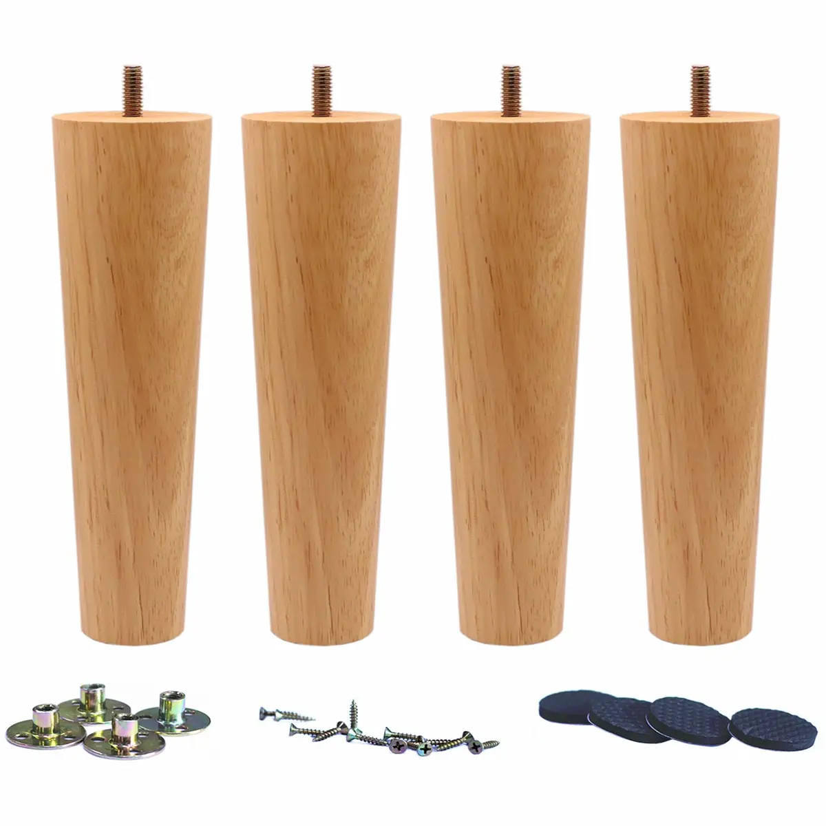 WEICHUAN Solid Wood Replacement Furniture Sofa Couch Legs 8 inch | Heavy Duty Support - main product image