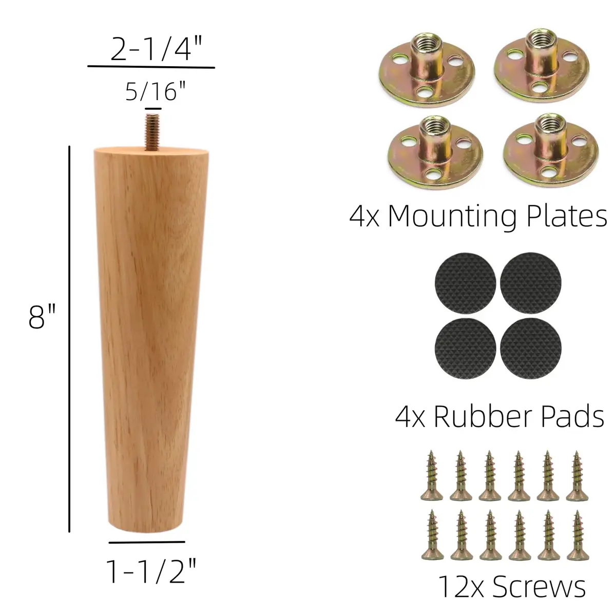 WEICHUAN Solid Wood Replacement Furniture Sofa Couch Legs 8 inch | Heavy Duty Support - view 2