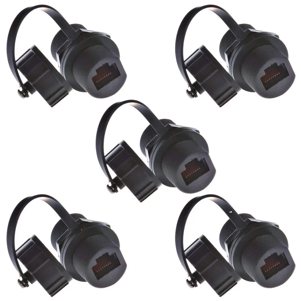 ANMBEST 5PCS Waterproof CAT6 Ethernet Panel Mount RJ45 Connectors | IP67 Dust & Water Resistant - main product image