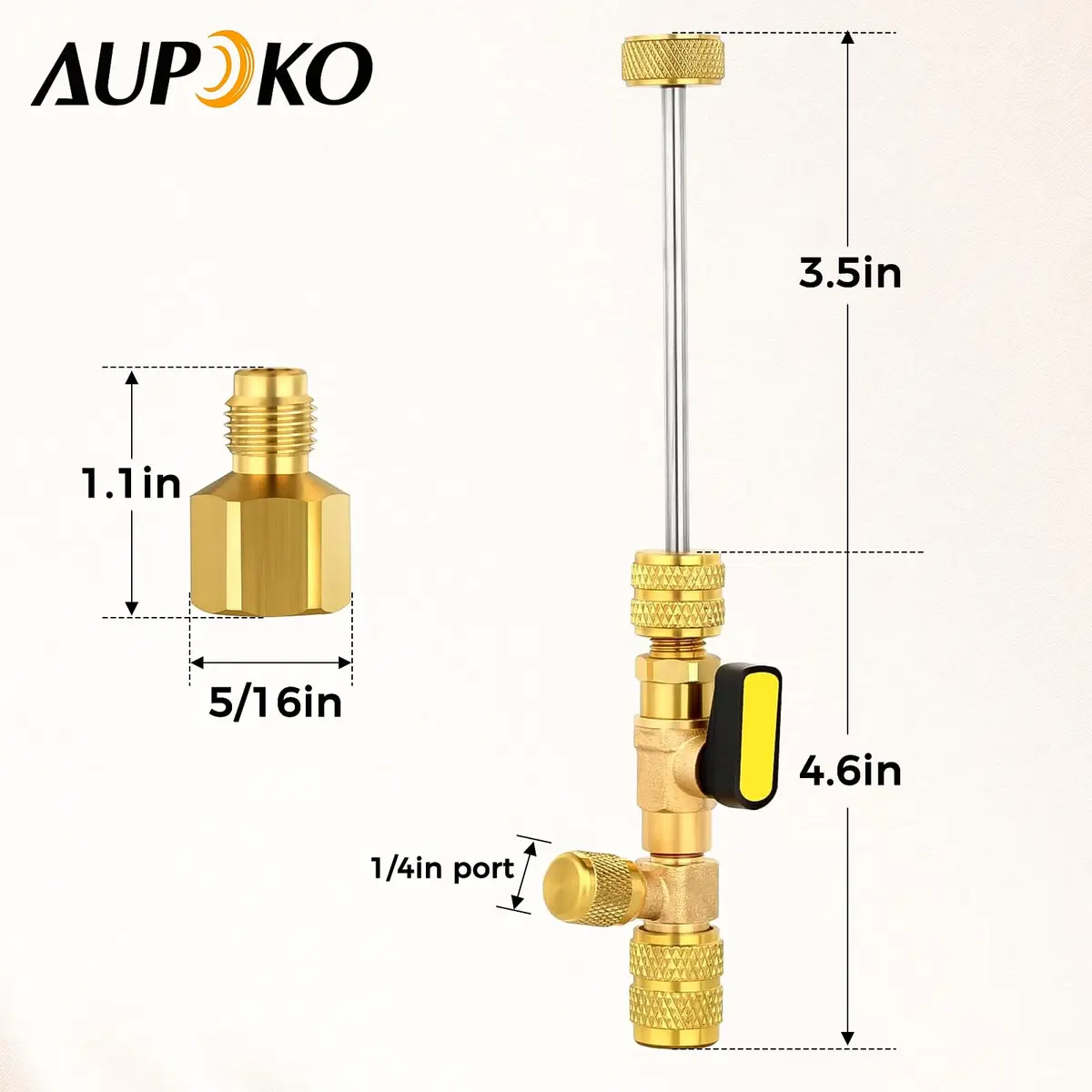 Aupoko Valve Core Remover Installer Tool R410A R22 AC Schrader Valve Core Remover with Dual Size 1/4"-5/16" Port | HVAC Drain Line Blow Out Tool - view 3