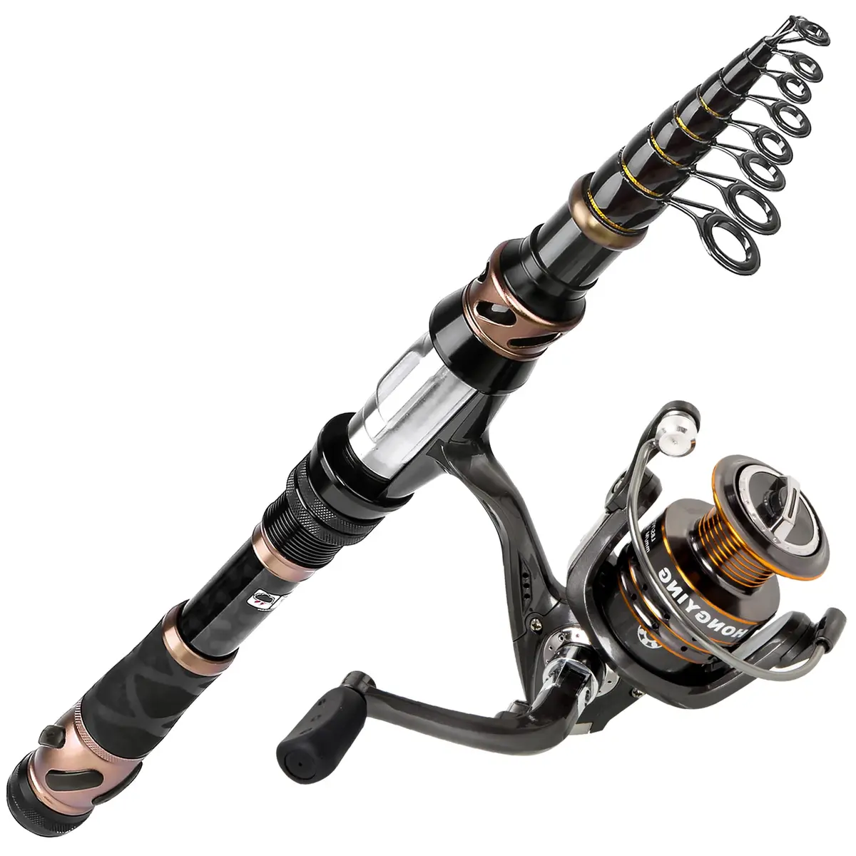 PLUSINNO 1.8M (5.91Ft) Telescopic Fishing Rod and Spinning Reel Combo | Carbon Fiber & Fiberglass Composite - main product image