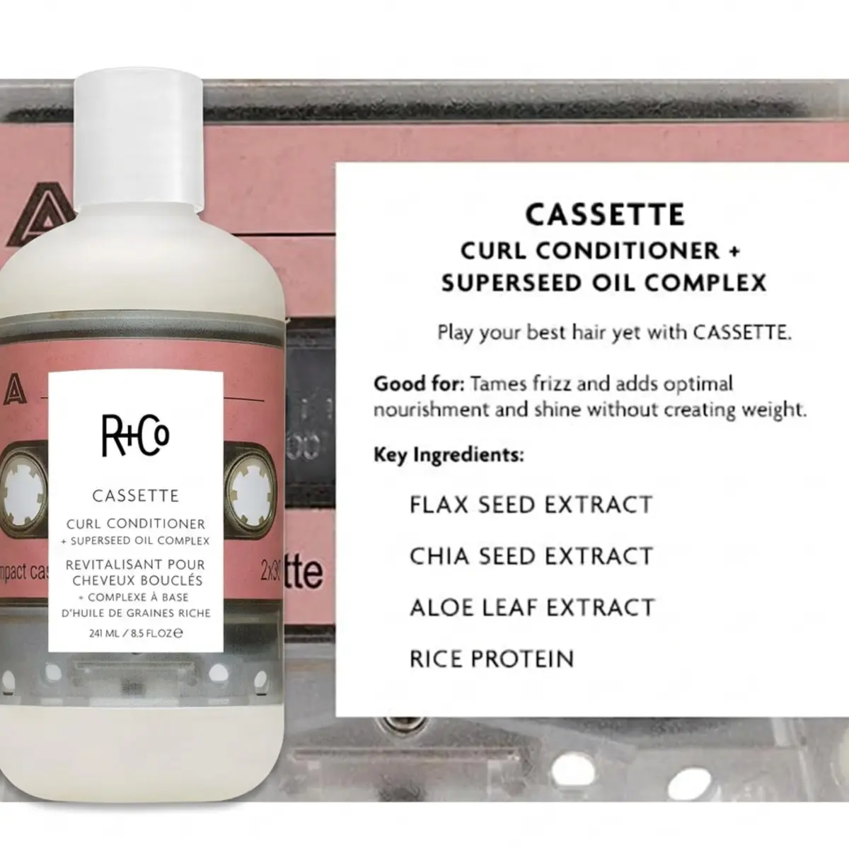 R+Co Cassette Curl Conditioner + Superseed Oil Complex 251ml (8.5 Fl Oz) | Defines Curls & Controls Frizz - view 4
