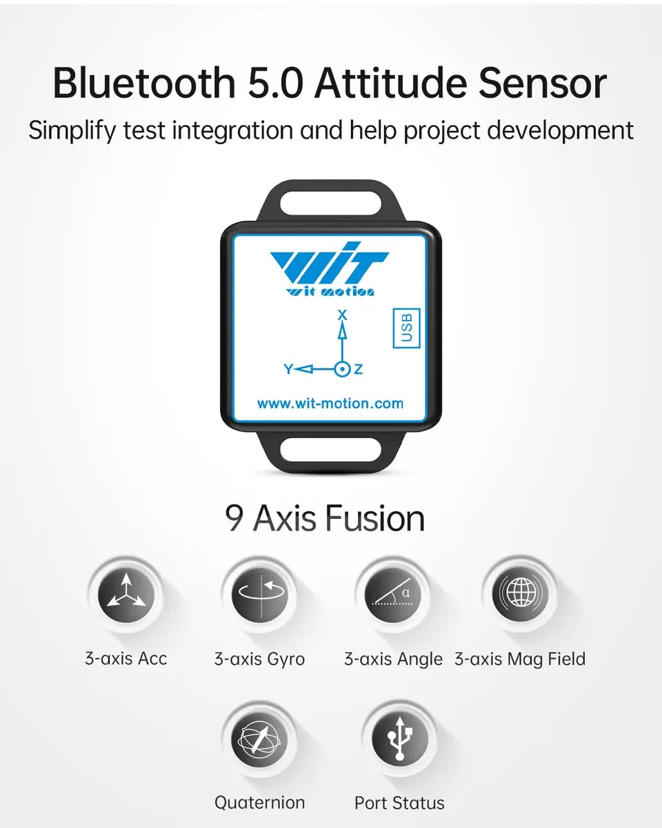 WITMOTION WT901BLECL 9-Axis IMU Sensor 51.5mm x 36.1mm x 15mm | Bluetooth 5.0 Accelerometer Inclinometer with Kalman Filter - view 2