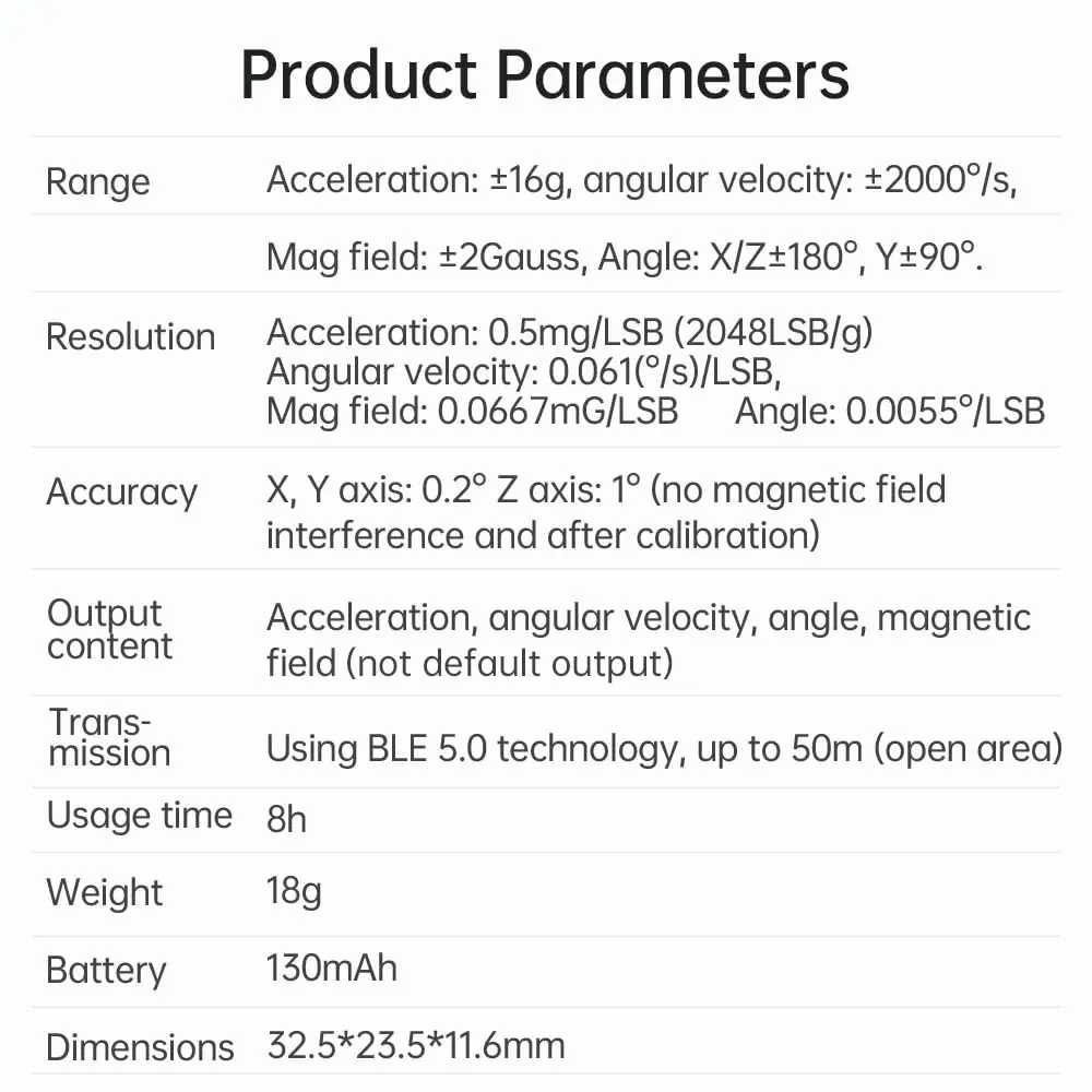 WITMOTION WT901BLECL 9-Axis IMU Sensor 51.5mm x 36.1mm x 15mm | Bluetooth 5.0 Accelerometer Inclinometer with Kalman Filter - view 3