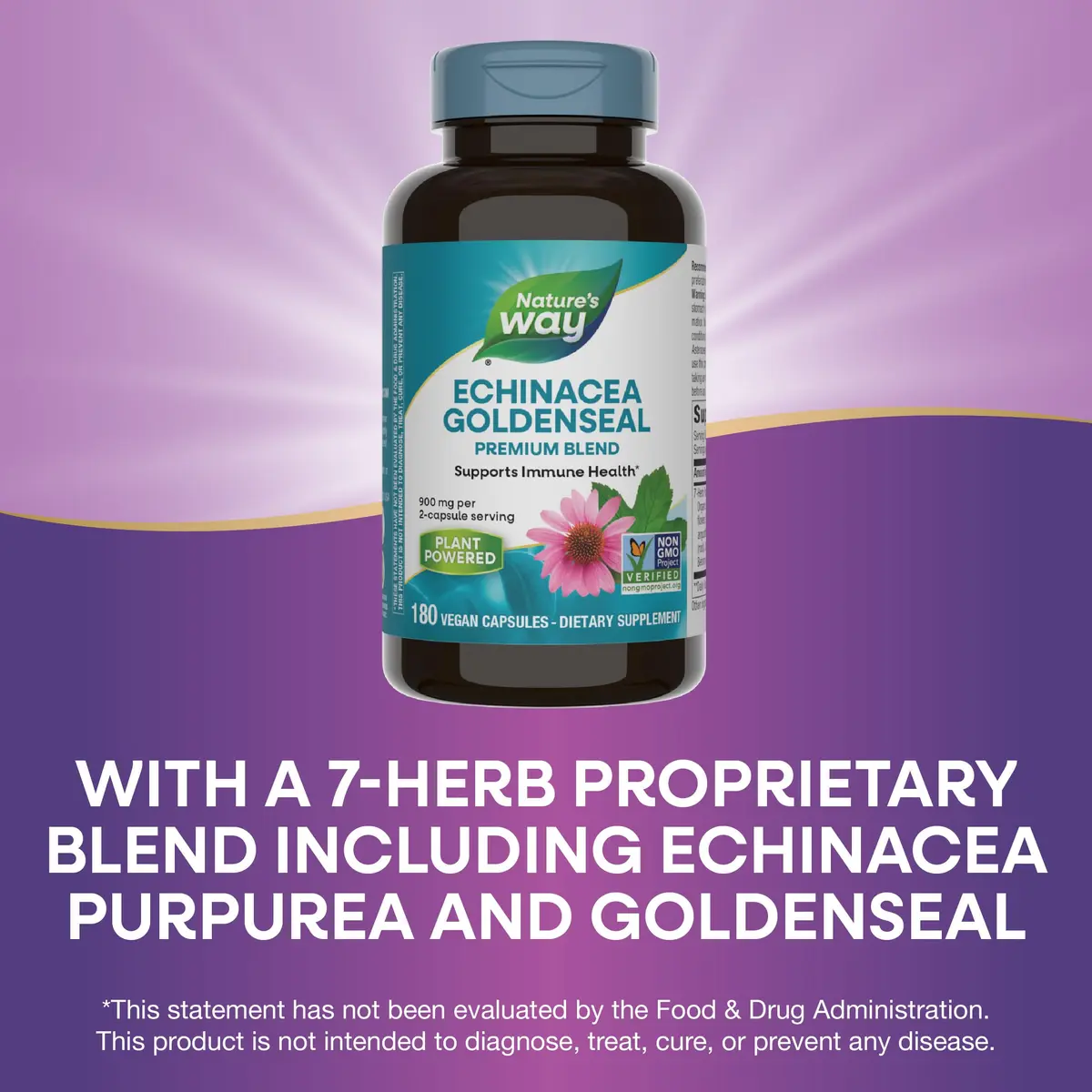 Nature's Way Echinacea-Goldenseal 900 mg | Immune Support Herb Capsules (180 Pack of 2) - view 5