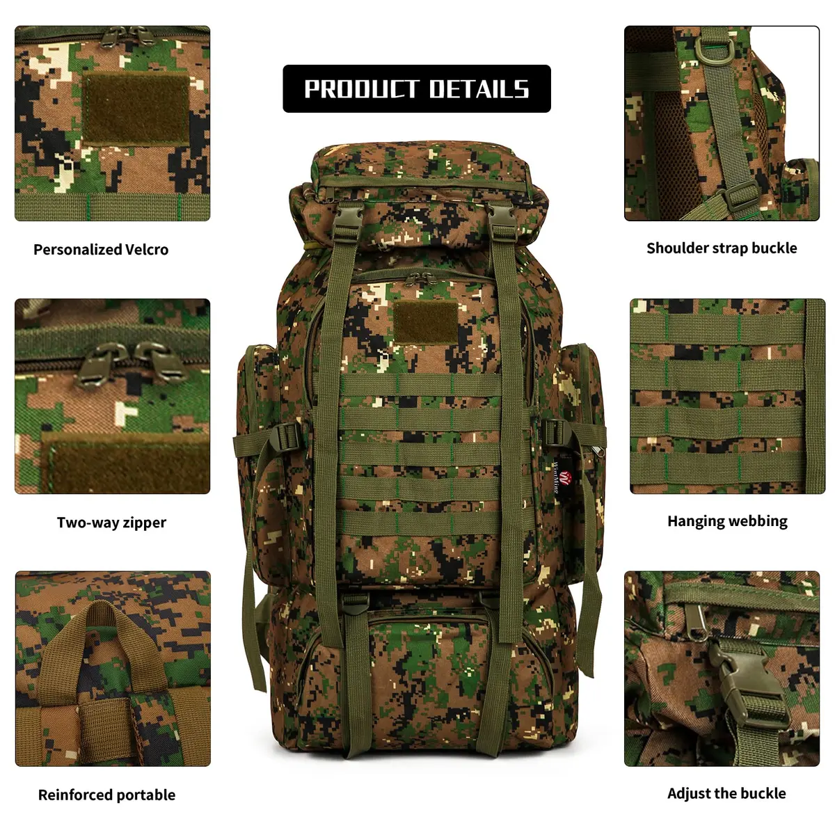 W WINTMING 70L Hiking Backpack with Molle System | Jungle Camouflage, Unisex-Adult - view 5