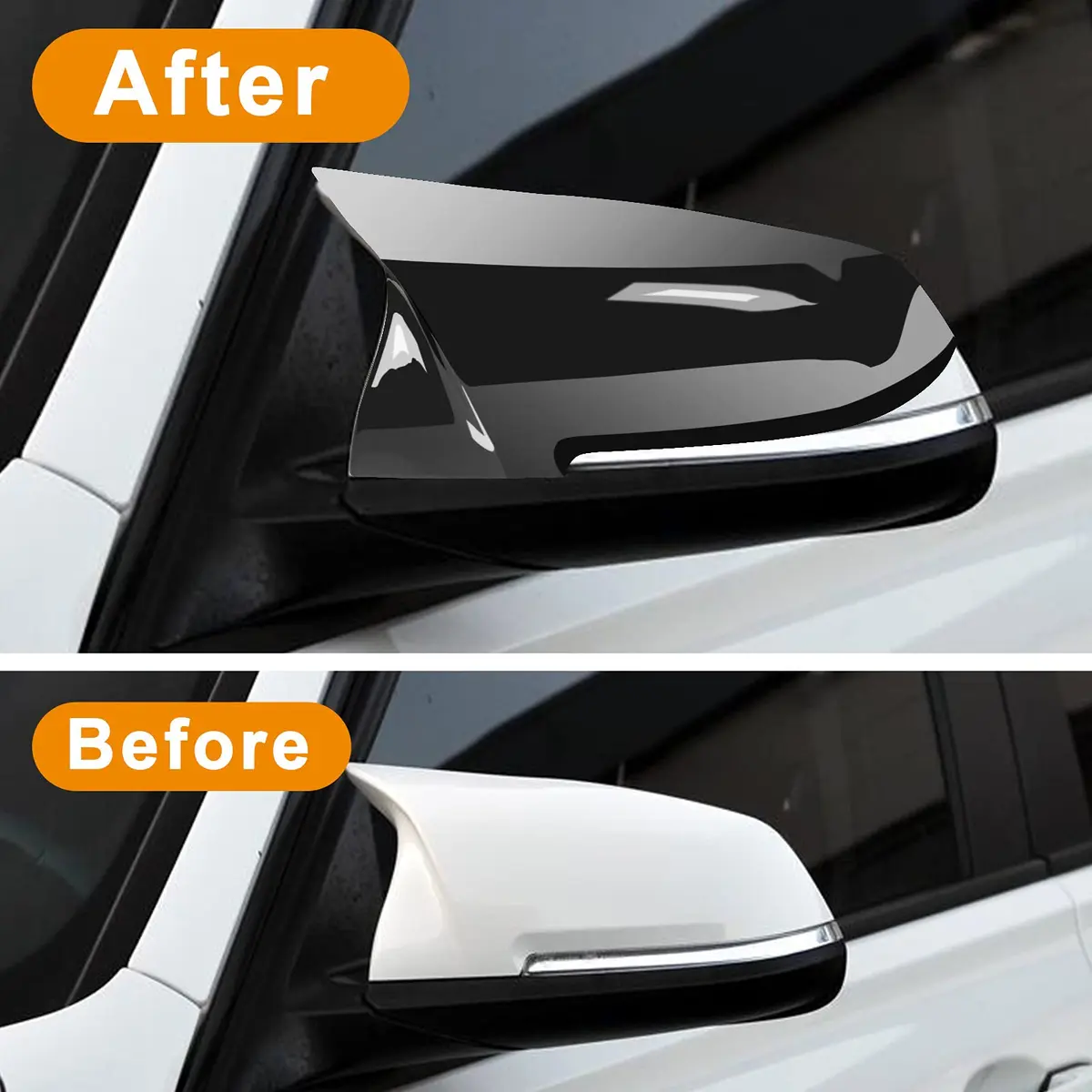 TEANTECH Glossy Black Replacement Mirror Covers Pair for BMW F20-F87 M2 X1 E84 | 29cm x 16.5cm (11.4" x 6.5") - view 6