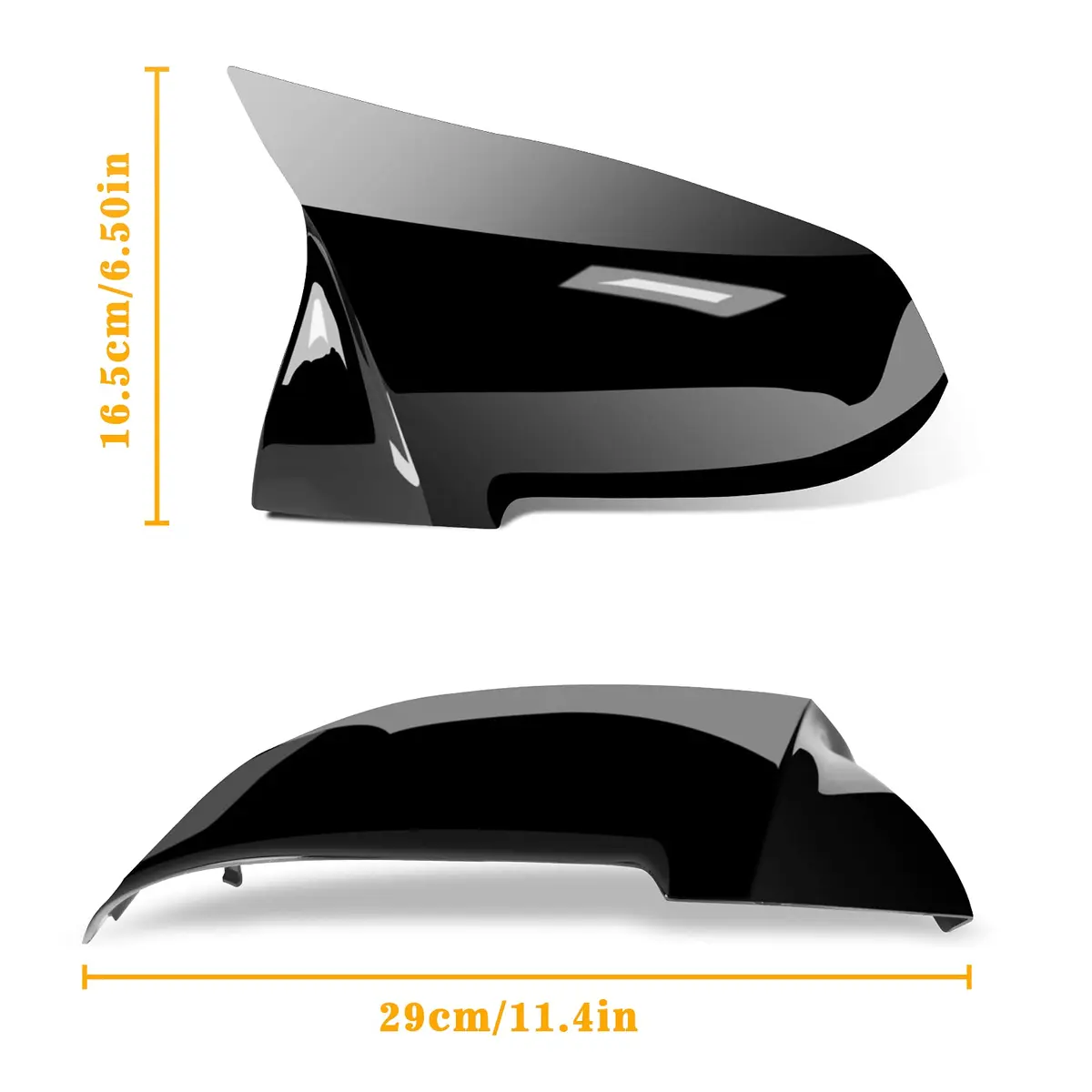 TEANTECH Glossy Black Replacement Mirror Covers Pair for BMW F20-F87 M2 X1 E84 | 29cm x 16.5cm (11.4" x 6.5") - view 2