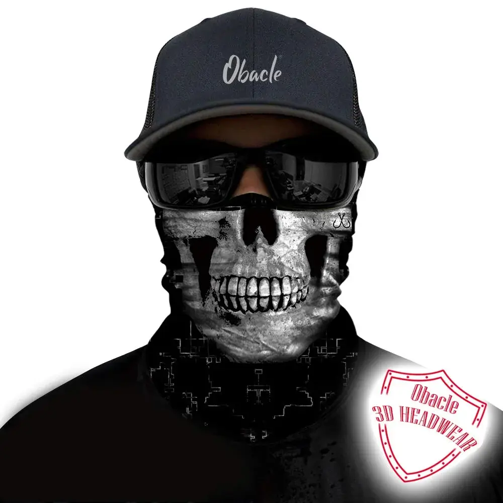 Obacle Skull Face Mask Thin Skeleton Mask 25cm (9.8in) x 50cm (19.7in) | UV Protection for Riding - view 2