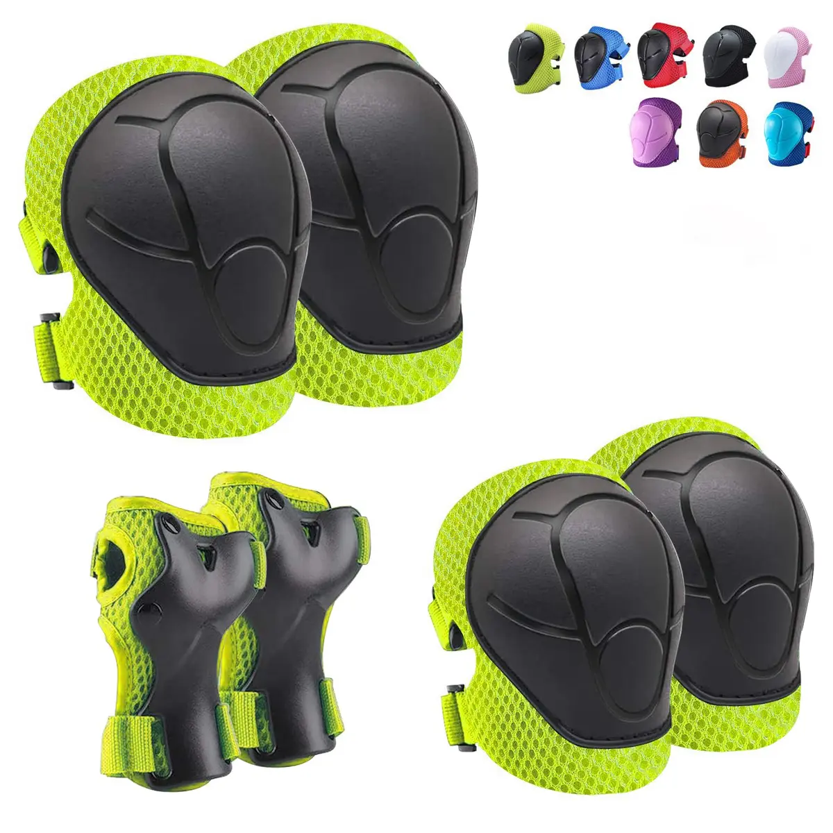 CKE Toddler Knee & Elbow Pads with Wrist Guards for Kids, Green | Impact Protection Gear for 3-8 Years - main product image