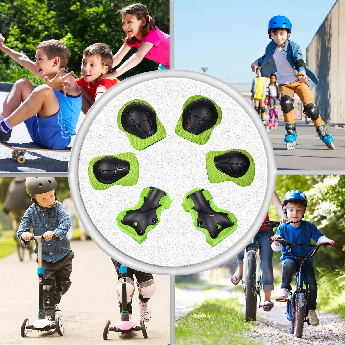 CKE Toddler Knee & Elbow Pads with Wrist Guards for Kids, Green | Impact Protection Gear for 3-8 Years - view 3