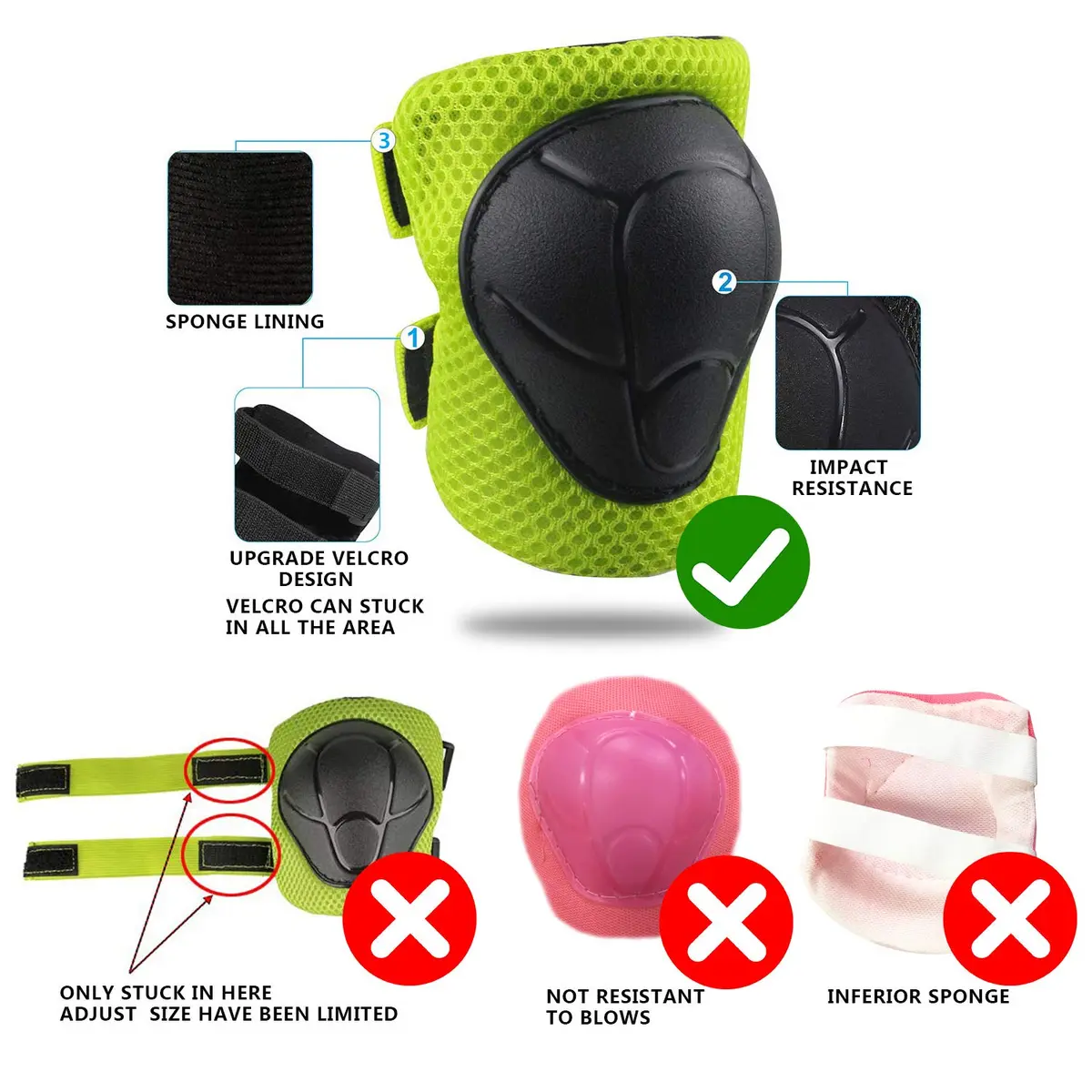 CKE Toddler Knee & Elbow Pads with Wrist Guards for Kids, Green | Impact Protection Gear for 3-8 Years - view 4