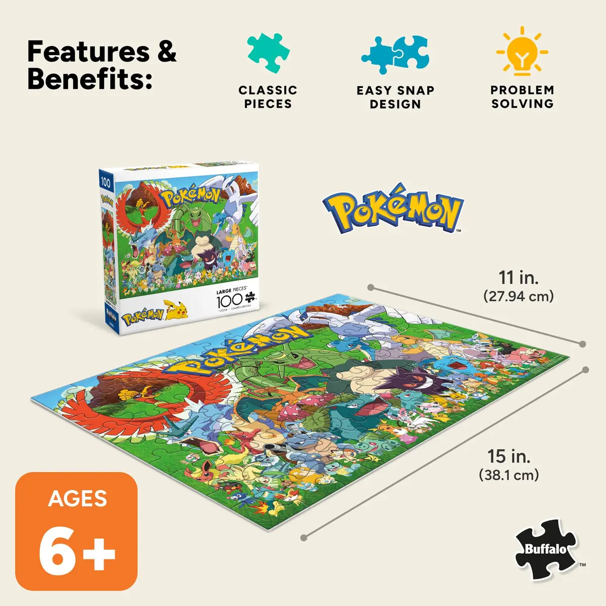 Buffalo Games Pokémon Fan Favorites, 100 Piece Jigsaw Puzzle | Vibrant Pokémon Artwork for Kids 6+ - view 5