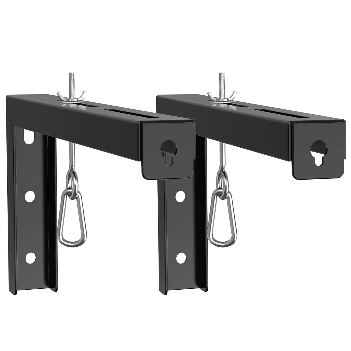 WALI Universal Projector Screen Mount L-Brackets 12 inch Adjustable Extension with Hook Kit, Black | Holds up to 36kg (80 lbs) - main product image