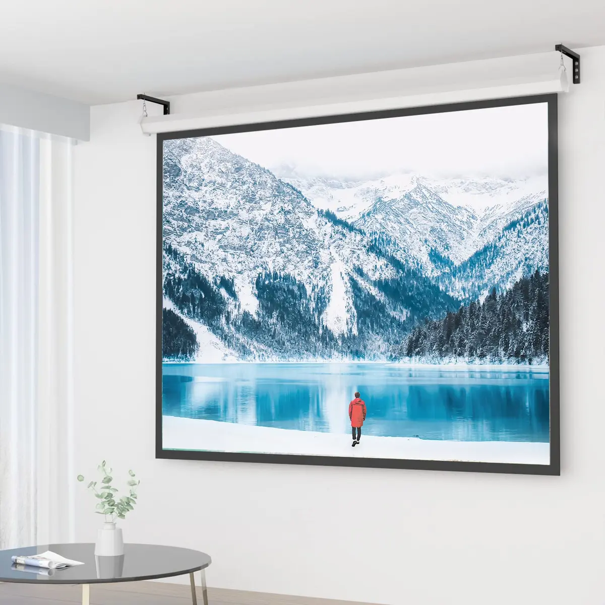 WALI Universal Projector Screen Mount L-Brackets 12 inch Adjustable Extension with Hook Kit, Black | Holds up to 36kg (80 lbs) - view 2