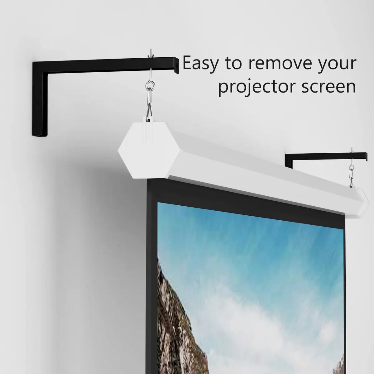 WALI Universal Projector Screen Mount L-Brackets 12 inch Adjustable Extension with Hook Kit, Black | Holds up to 36kg (80 lbs) - view 3