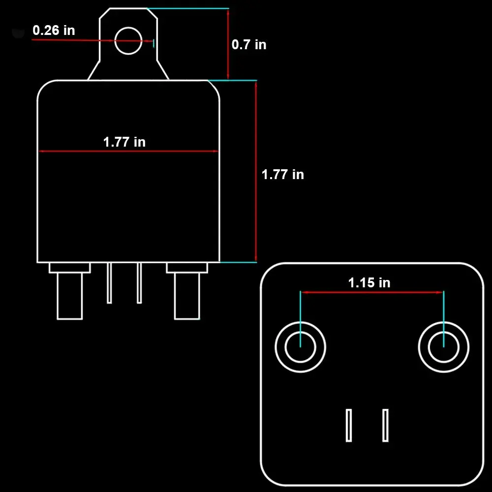iRhapsody 120A Continuous Duty SPST 4-Pin Relay 12V DC (4.699 cm x 8.103 cm x 4.699 cm) - view 5