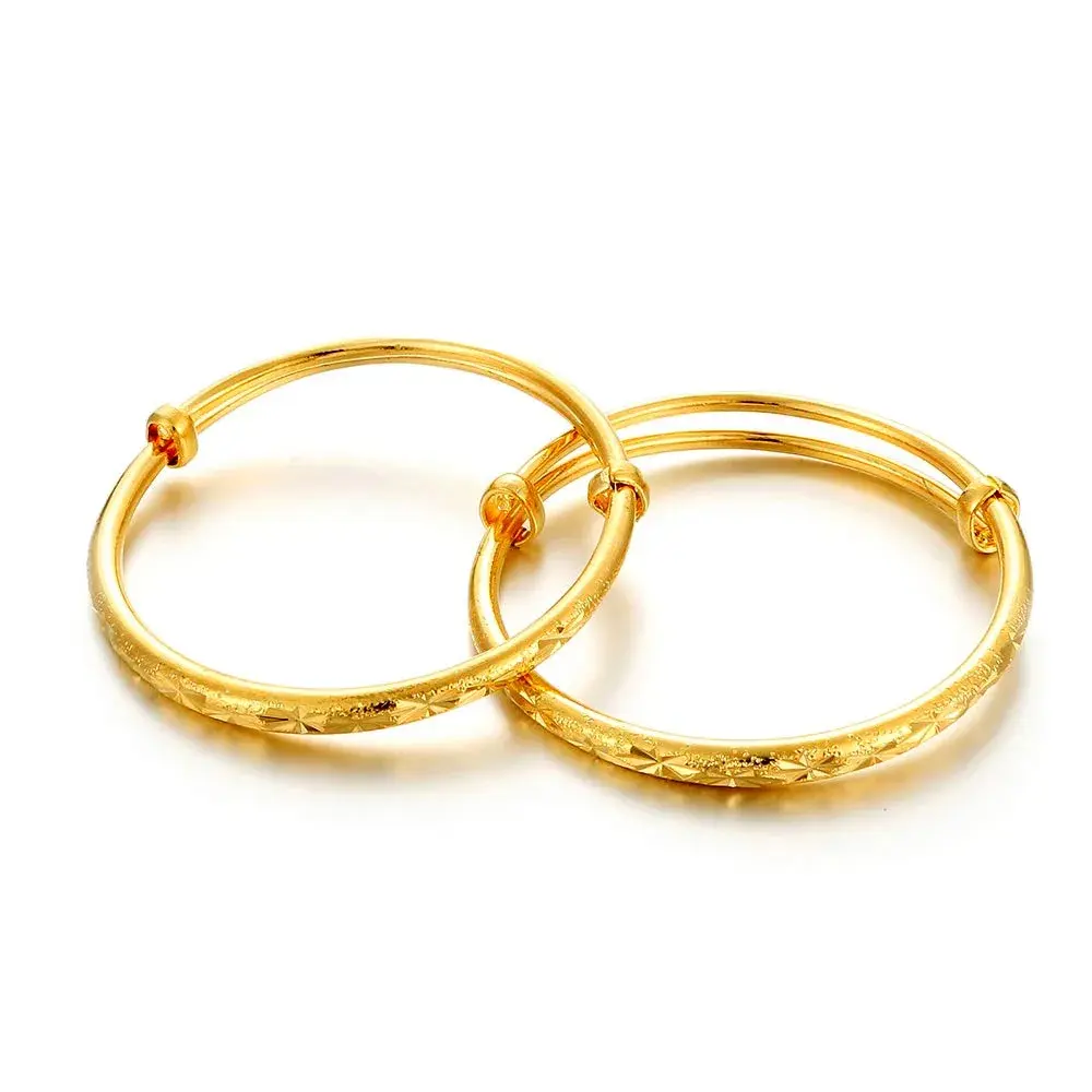 Ethlyn 18K Gold Plated Stars Kids Lucky Bangles (2-Pack, 5cm Inner Diameter) | Adjustable Fit for Ages 3+ - main product image