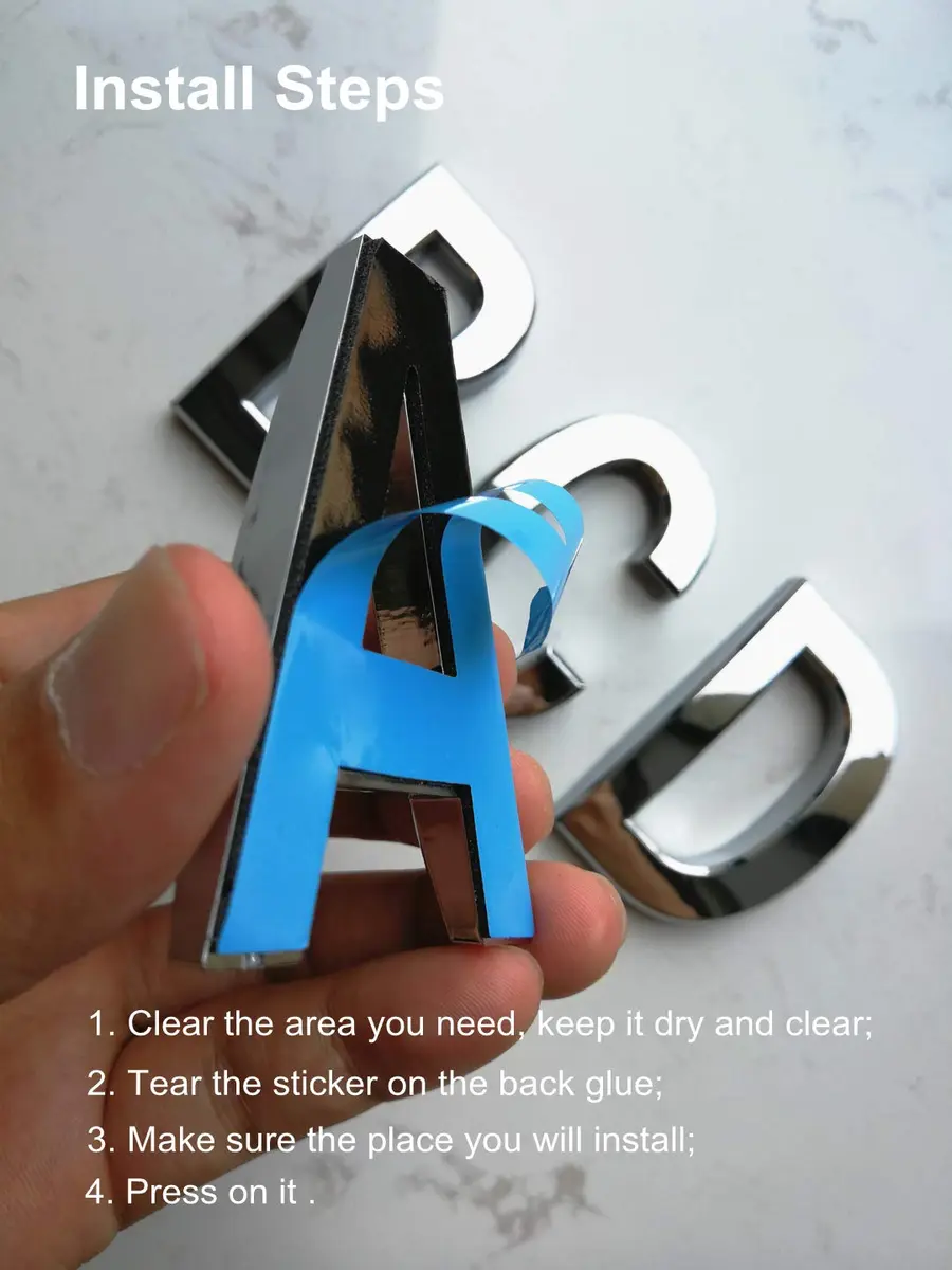 HopeWan Silver ABS Mailbox Letters A B C D, 7cm (2.75") High, 4-Pack | Waterproof & Durable 3D Chrome-Plated Signage - view 4
