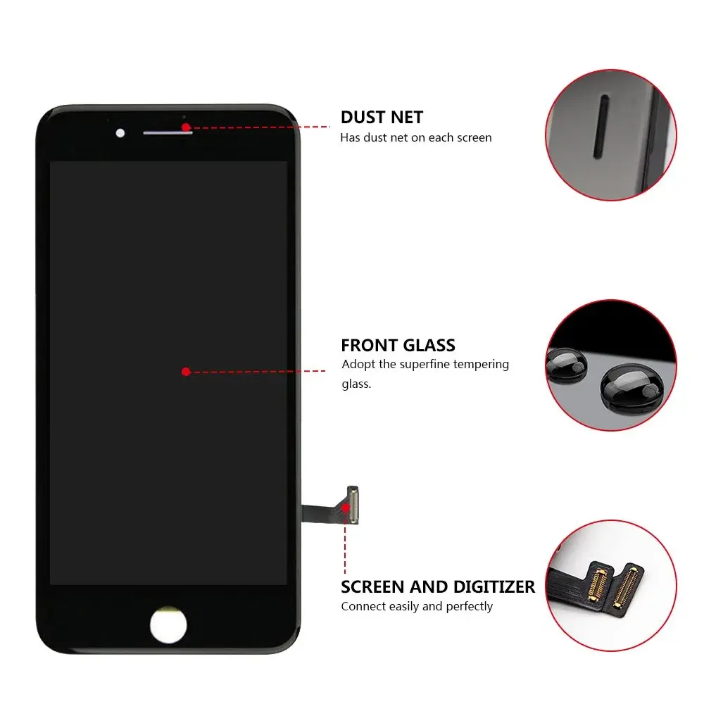 FFtopu iPhone 8 Plus Screen Replacement Black 13.97 cm (5.5'') | Full Assembly with Tools - view 2