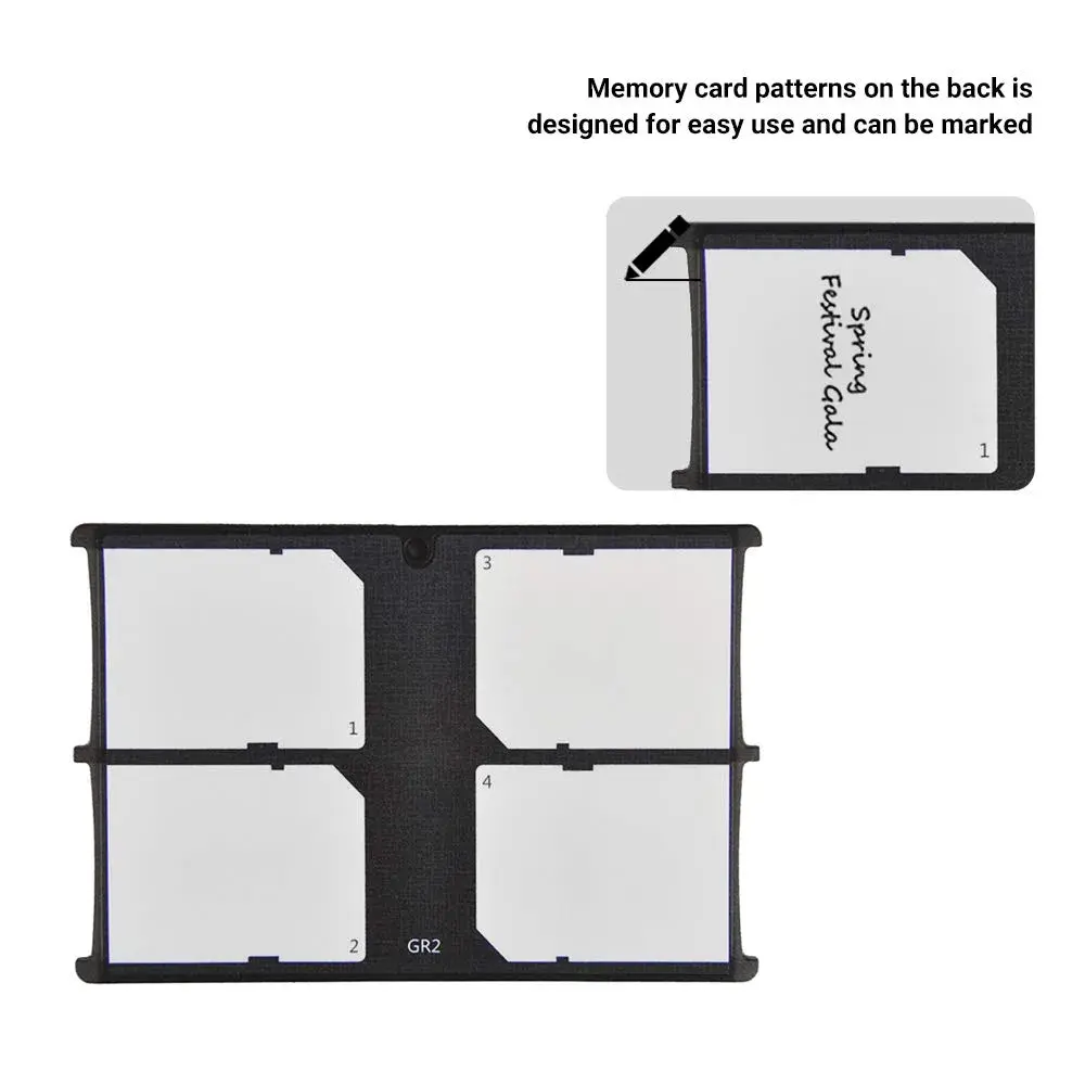 JJC 4 Slot SD Card Holder Case Storage Organizer, Slim Ultra-Thin SDHC SDXC Box | Credit Card Size Portable Memory Card Container - view 3