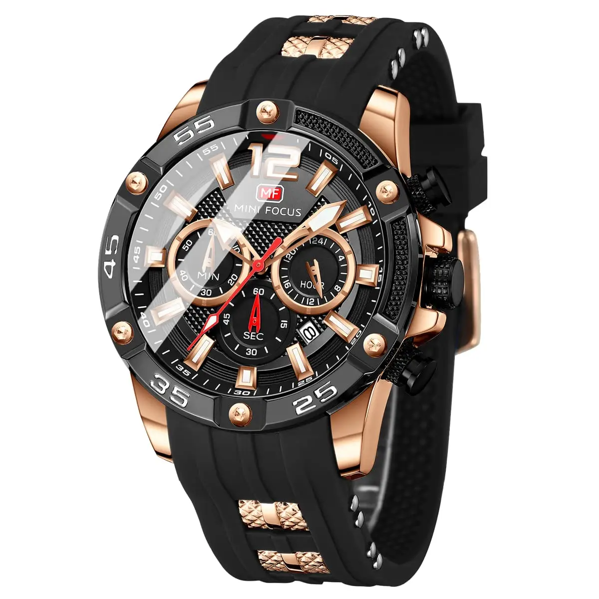 MF MINI FOCUS Men's Chronograph Watch 47mm (1.85") | Japanese Quartz Movement, Water Resistant 30M, Silicone Strap - main product image