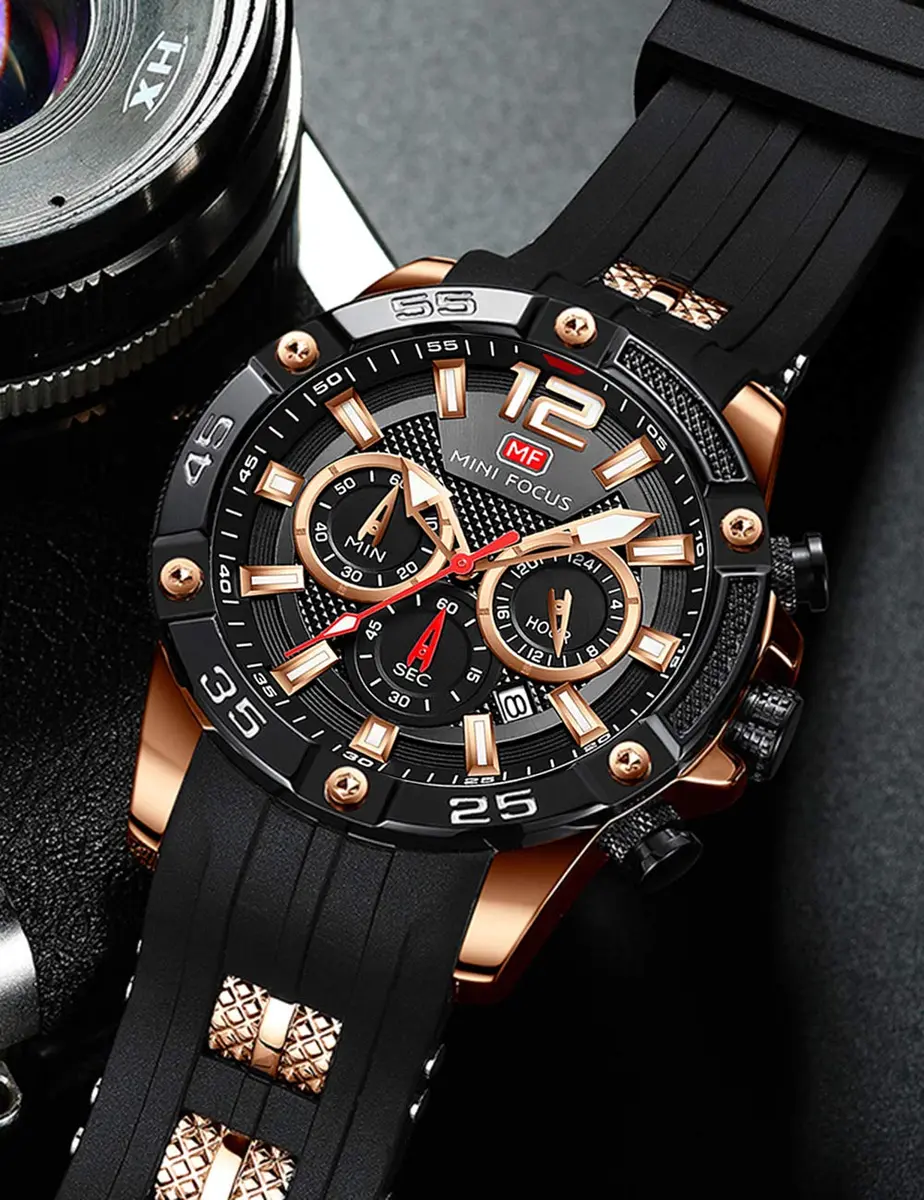 MF MINI FOCUS Men's Chronograph Watch 47mm (1.85") | Japanese Quartz Movement, Water Resistant 30M, Silicone Strap - view 2