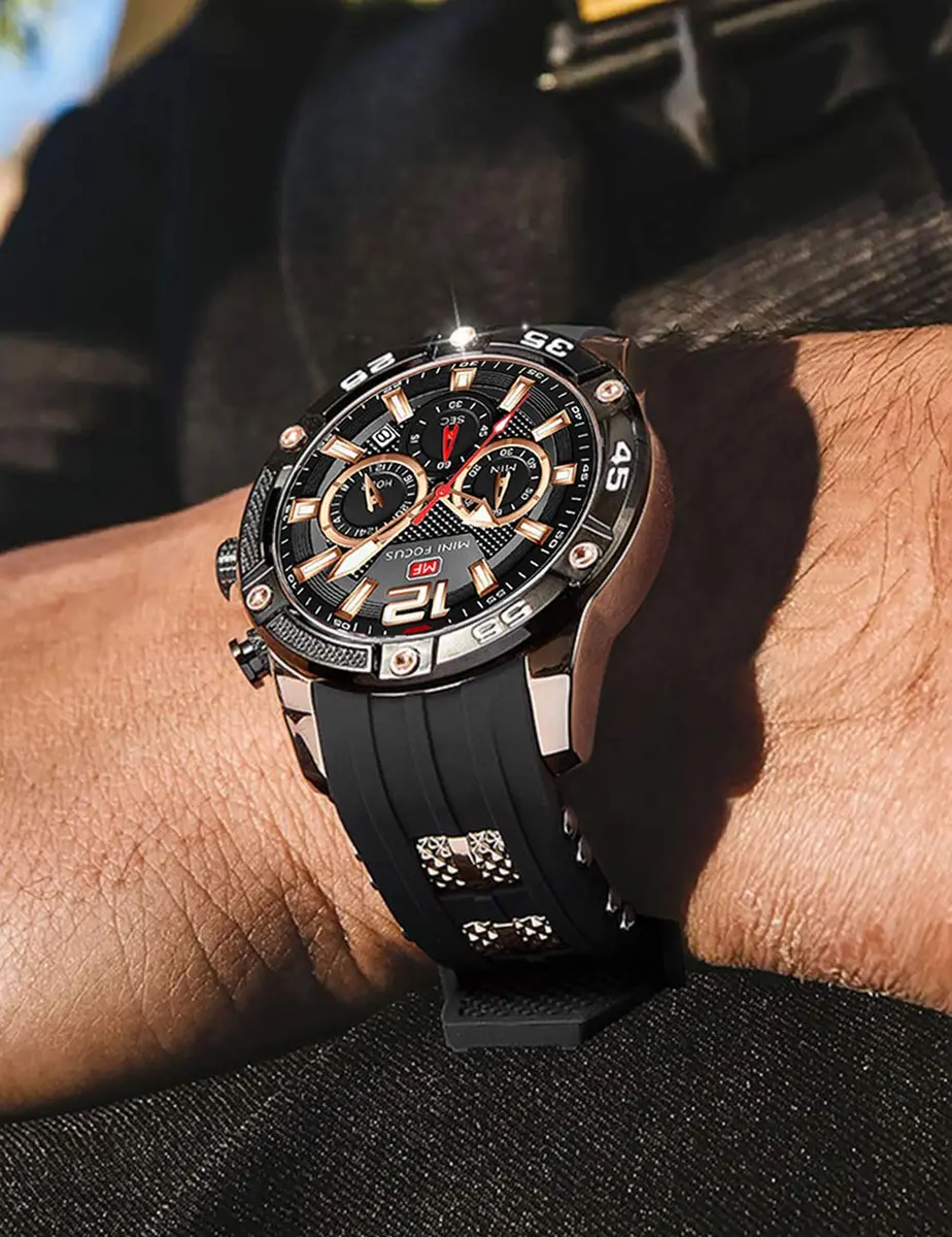 MF MINI FOCUS Men's Chronograph Watch 47mm (1.85") | Japanese Quartz Movement, Water Resistant 30M, Silicone Strap - view 3