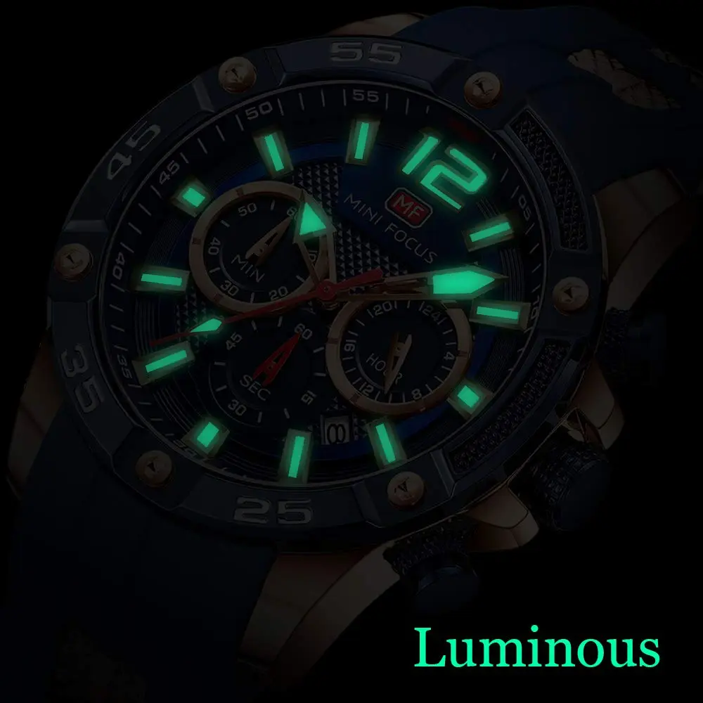 MF MINI FOCUS Men's Chronograph Watch 47mm (1.85") | Japanese Quartz Movement, Water Resistant 30M, Silicone Strap - view 4