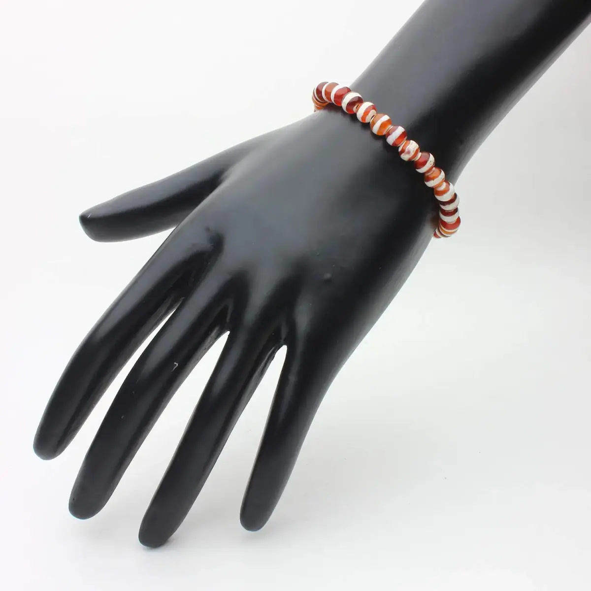 Arihant Gems & Jewels Brown White Chalcedony Gemstone Stretch Bracelet 19 cm (7.5 inches) | Handmade Natural Stone Healing Energy - view 9