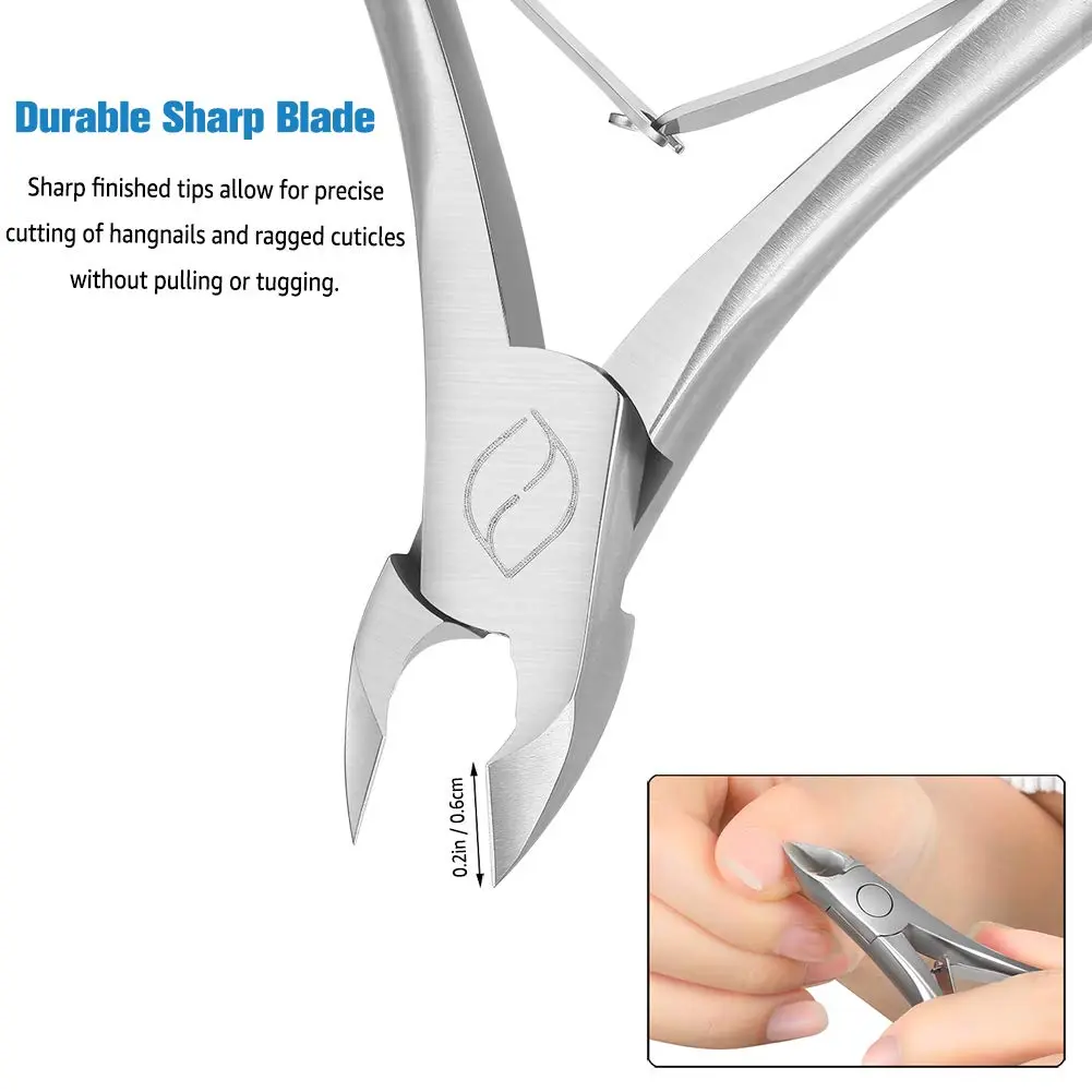 FERYES Cuticle Clippers 1/2 Jaw - Professional Cuticle Cutter Nail Skin Clipper Hangnail Trimmer Silver 5.5cm (2.2in) | Precision Tool for Manicure & Pedicure - view 5