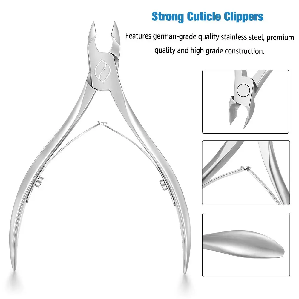 FERYES Cuticle Clippers 1/2 Jaw - Professional Cuticle Cutter Nail Skin Clipper Hangnail Trimmer Silver 5.5cm (2.2in) | Precision Tool for Manicure & Pedicure - view 2